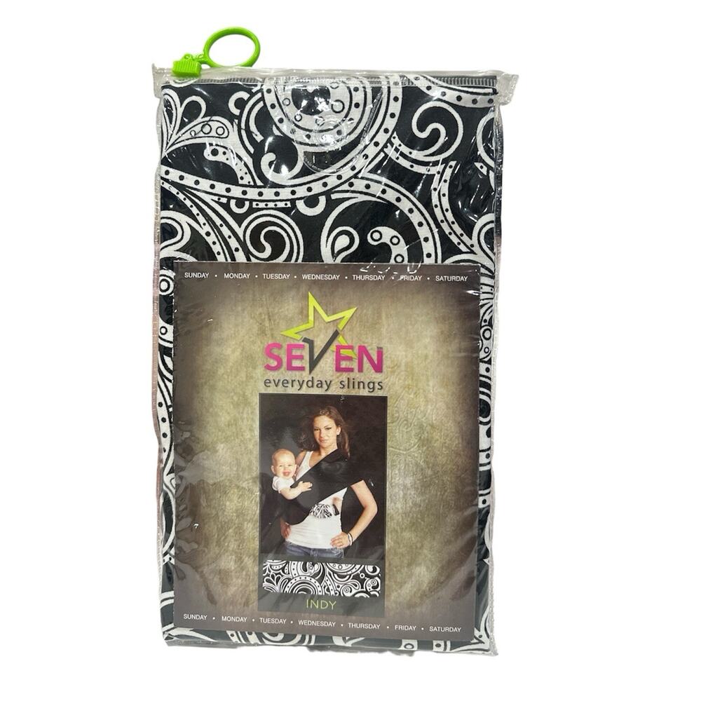 Seven Baby Sling Everyday Wrap Size 2 XS Black & White Pattern Infant Carry Indy